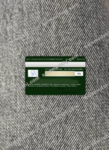 Austria Alliance bank visa card photolook back